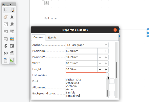 Libreoffice edit list box drop-down Libreoffice edit list box drop-down
